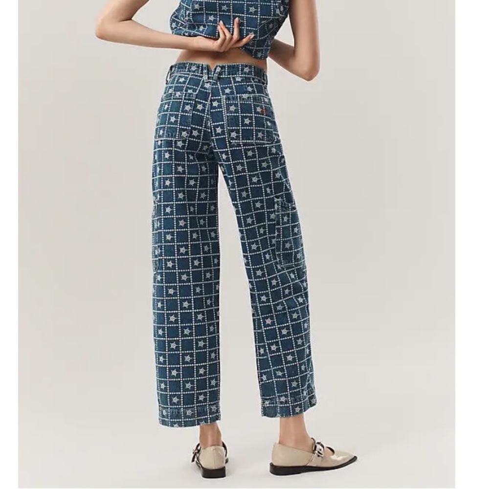NWOT Anthropologie Damson Madder Drew Embroidered Cargo Jeans - Picture 5 of 11